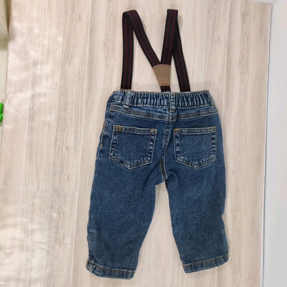 Carter's Denim Jeans with Adjustable Suspender Attached Size 6 Months‎